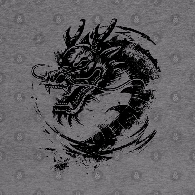 Symbolic zodiac Black Chinese Dragon by The Maverick Souls